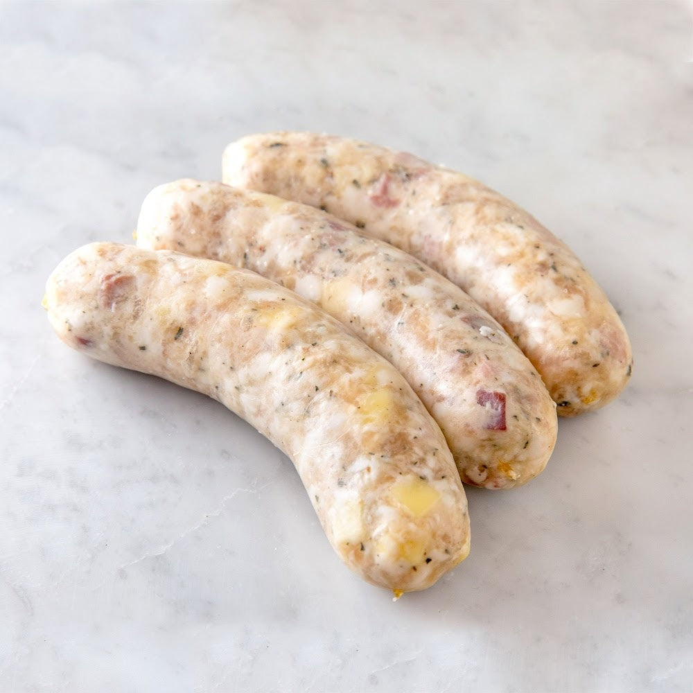 Hand piped sausages fill with local organic goods.  No preservatives added; grass-fed meats without hormones or antibiotics.  Delivered straight to your door from a whole animal butcher, Butcher Girls.
