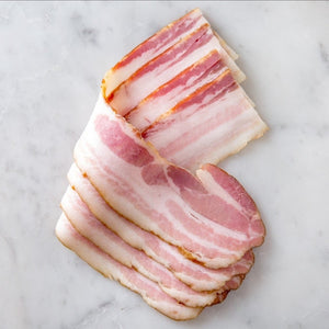 
            
                Load image into Gallery viewer, Housemade bacon from Berkshire pork sourced from New York.  Local, organic, sustainable meat.  Delivered straight to your door from a whole animal butcher, Butcher Girls.
            
        
