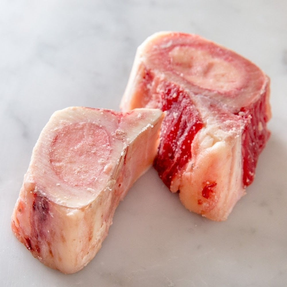 
            
                Load image into Gallery viewer, All natural, grass-fed, cross cut marrow bones. Hand delivered to your door from a Mom and Mom butcher shop.
            
        